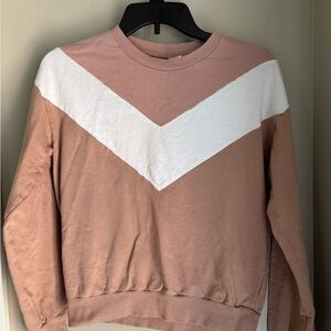 Women's Pink and White Sweater H&M